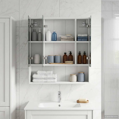 Badkamer spiegelkast Wit 60 x 14.5 x 70 cm Bewerkt hout