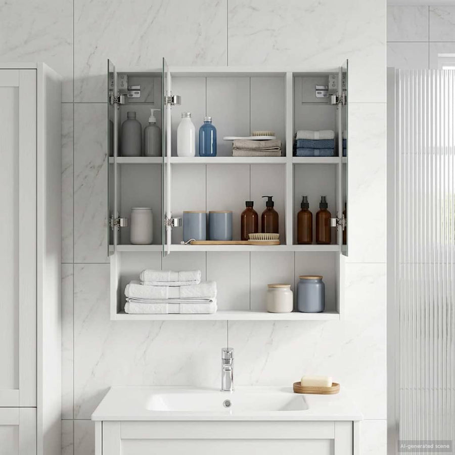Badkamer spiegelkast Wit 60 x 14.5 x 70 cm Bewerkt hout