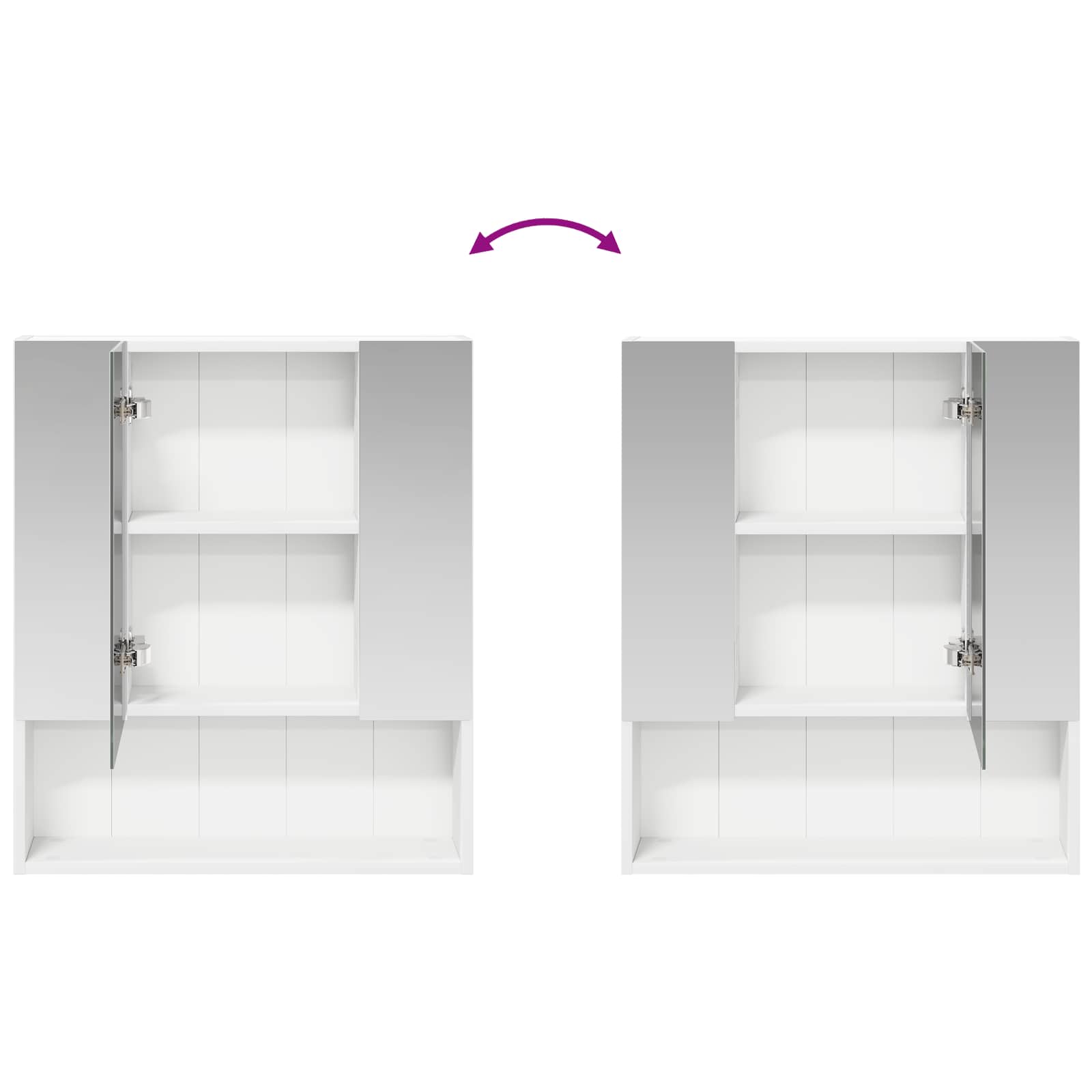 Badkamer spiegelkast Wit 60 x 14.5 x 70 cm Bewerkt hout