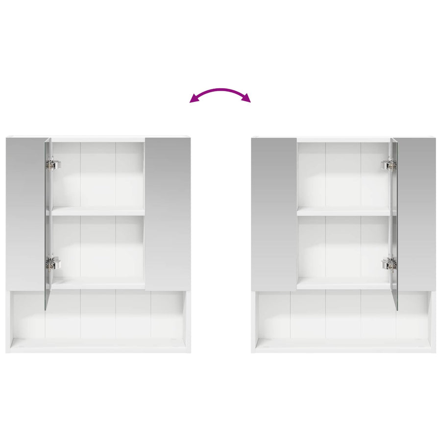 Badkamer spiegelkast Wit 60 x 14.5 x 70 cm Bewerkt hout