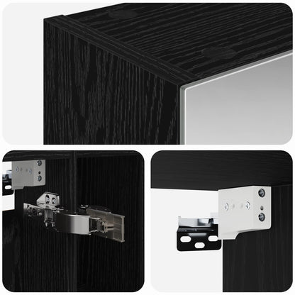 Badkamer spiegelkast Zwart Eiken 60 x 14.5 x 70 cm Bewerkt hout