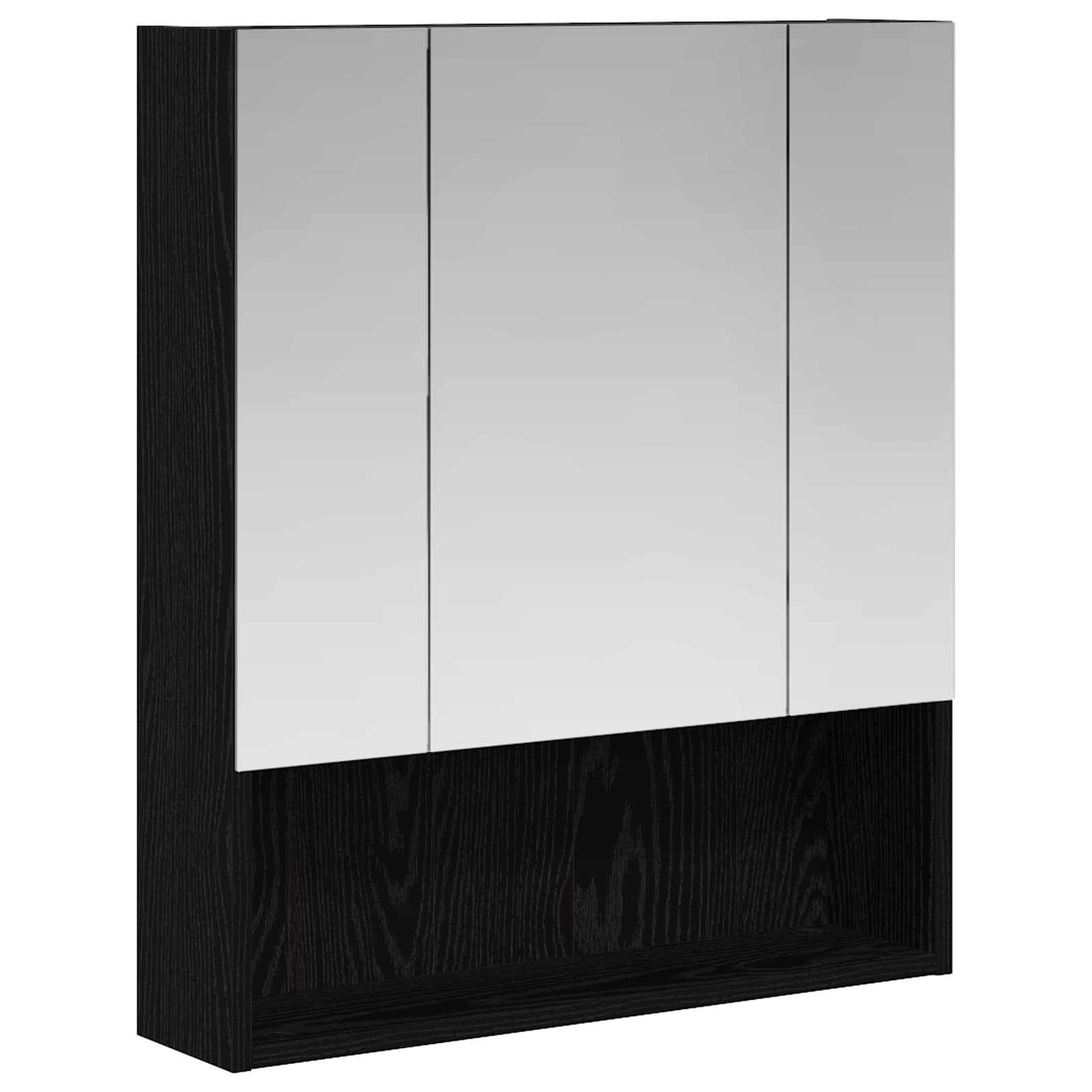 Badkamer spiegelkast Zwart Eiken 60 x 14.5 x 70 cm Bewerkt hout