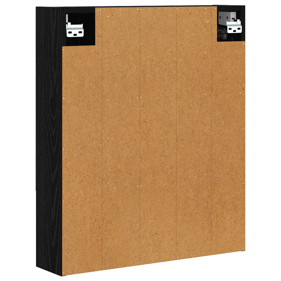 Badkamer spiegelkast Zwart Eiken 60 x 14.5 x 70 cm Bewerkt hout