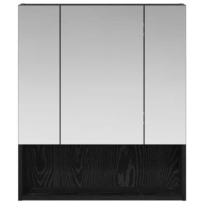 Badkamer spiegelkast Zwart Eiken 60 x 14.5 x 70 cm Bewerkt hout