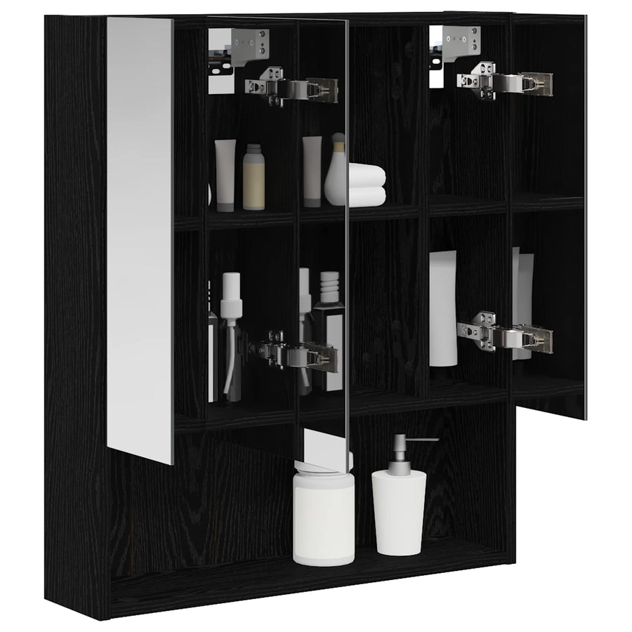 Badkamer spiegelkast Zwart Eiken 60 x 14.5 x 70 cm Bewerkt hout