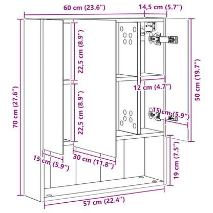 Badkamer spiegelkast met plank Sonoma Eiken 60 x 14.5 x 70 cm