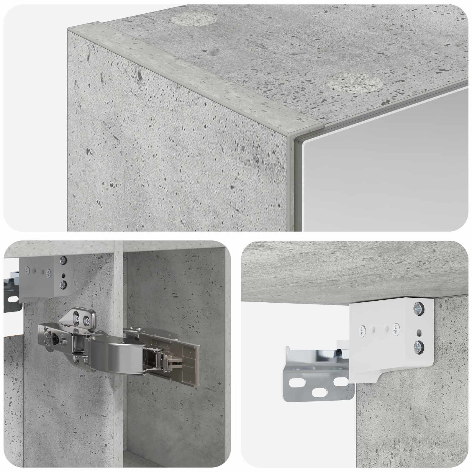 Badkamer spiegelkast Beton Grijs 60 x 14.5 x 70 cm Bewerkt hout