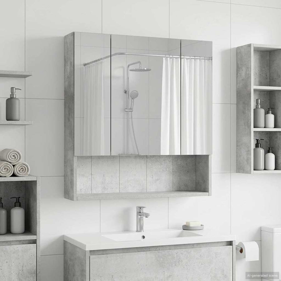 Badkamer spiegelkast Beton Grijs 60 x 14.5 x 70 cm Bewerkt hout