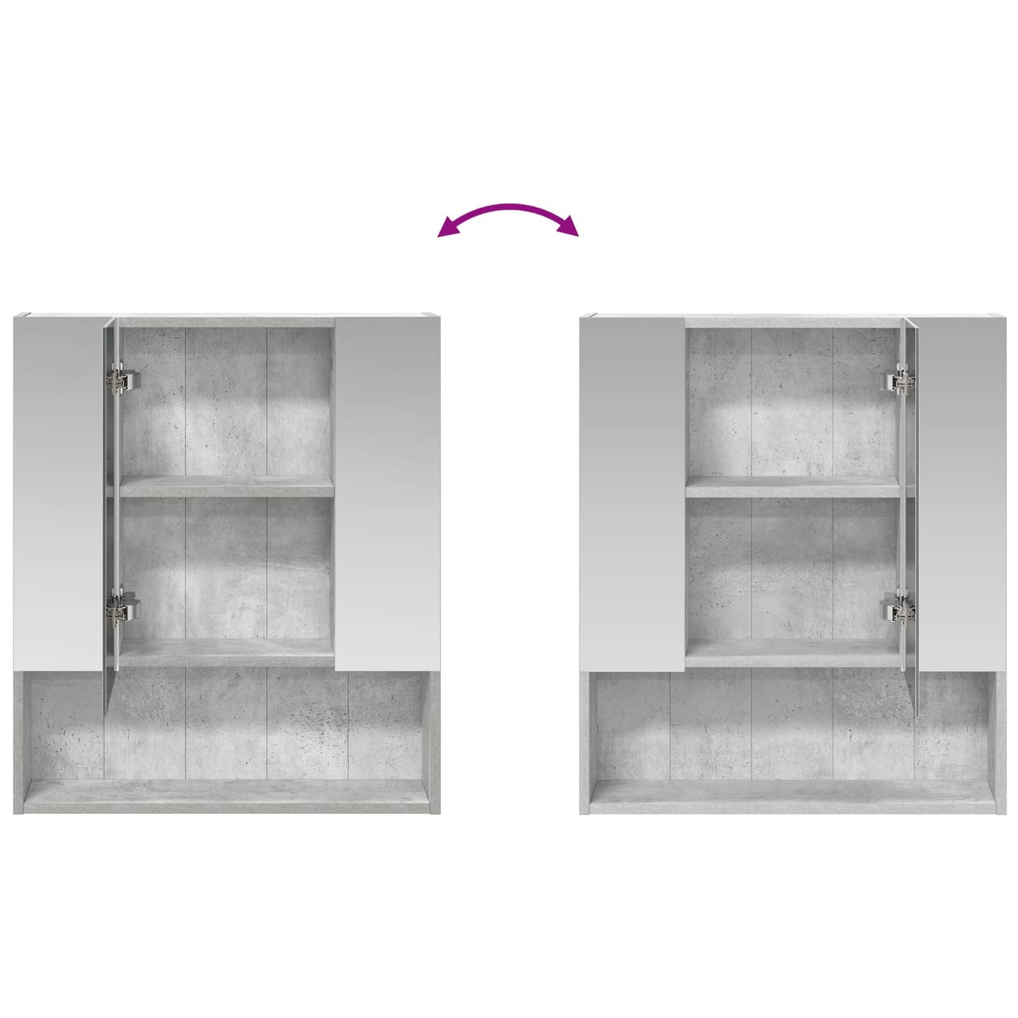 Badkamer spiegelkast Beton Grijs 60 x 14.5 x 70 cm Bewerkt hout