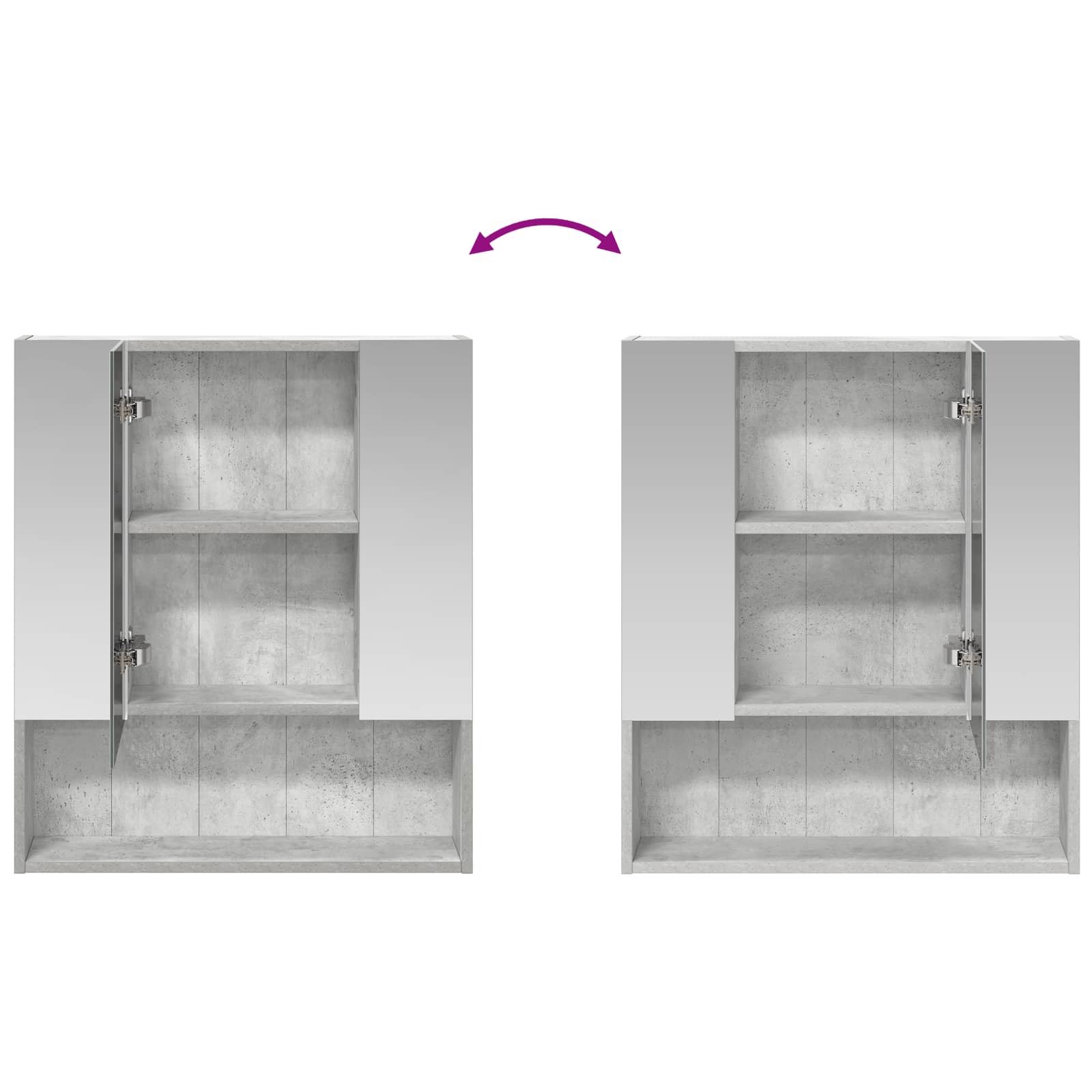 Badkamer spiegelkast Beton Grijs 60 x 14.5 x 70 cm Bewerkt hout