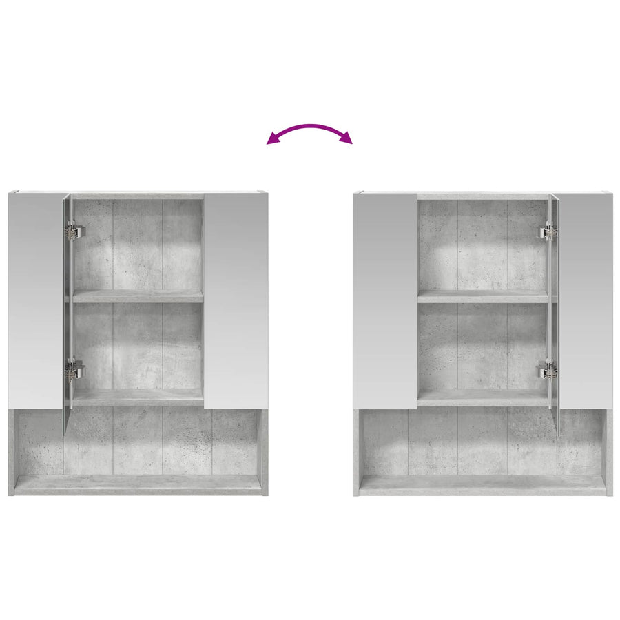 Badkamer spiegelkast Beton Grijs 60 x 14.5 x 70 cm Bewerkt hout