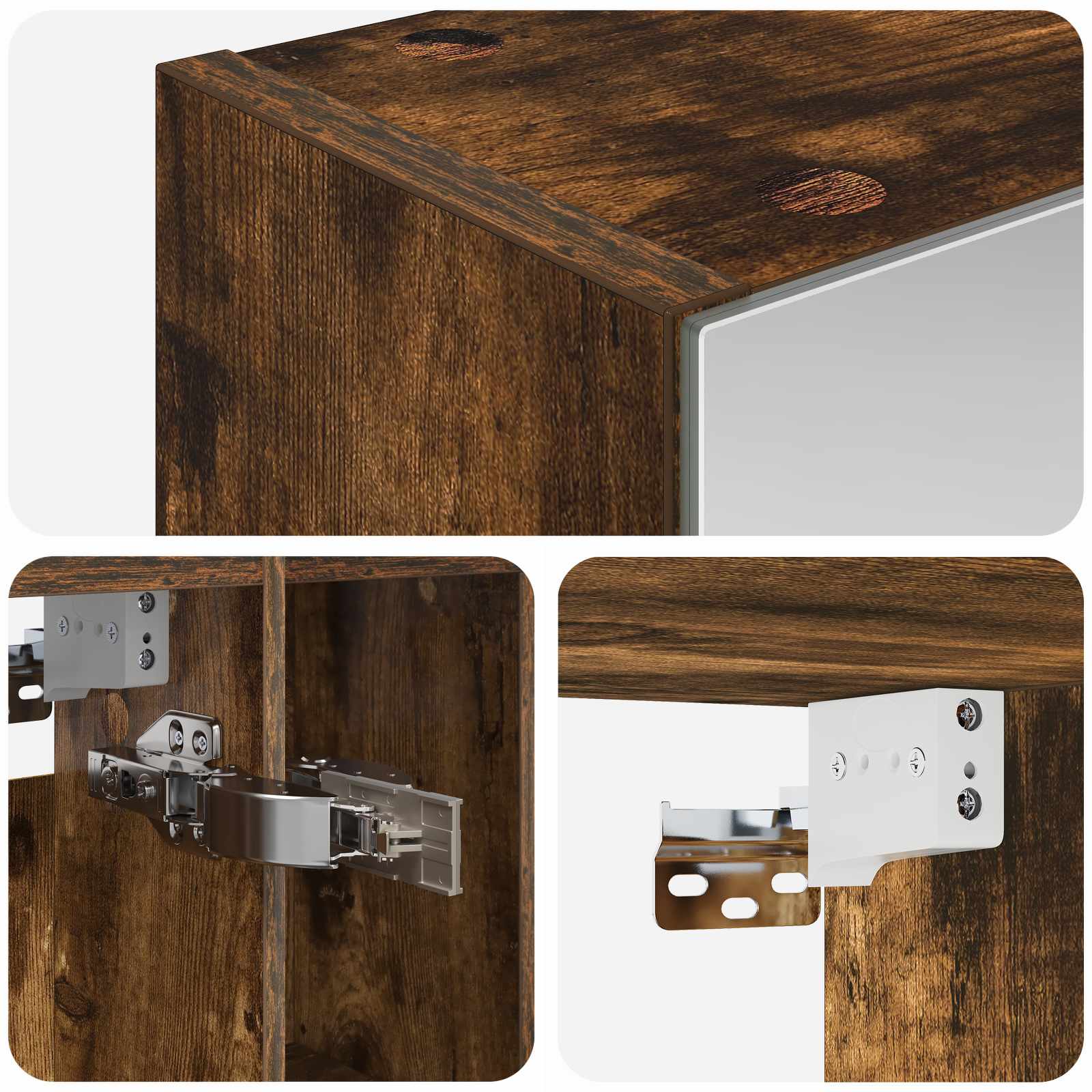 Badkamer spiegelkast met plank Gerookt eiken 60 x 14.5 x 70 cm