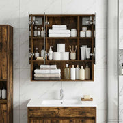 Badkamer spiegelkast 60x14.5x70 cm gerookt eiken