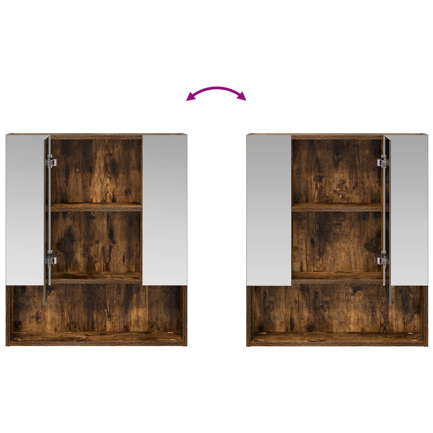 Badkamer spiegelkast met plank Gerookt eiken 60 x 14.5 x 70 cm