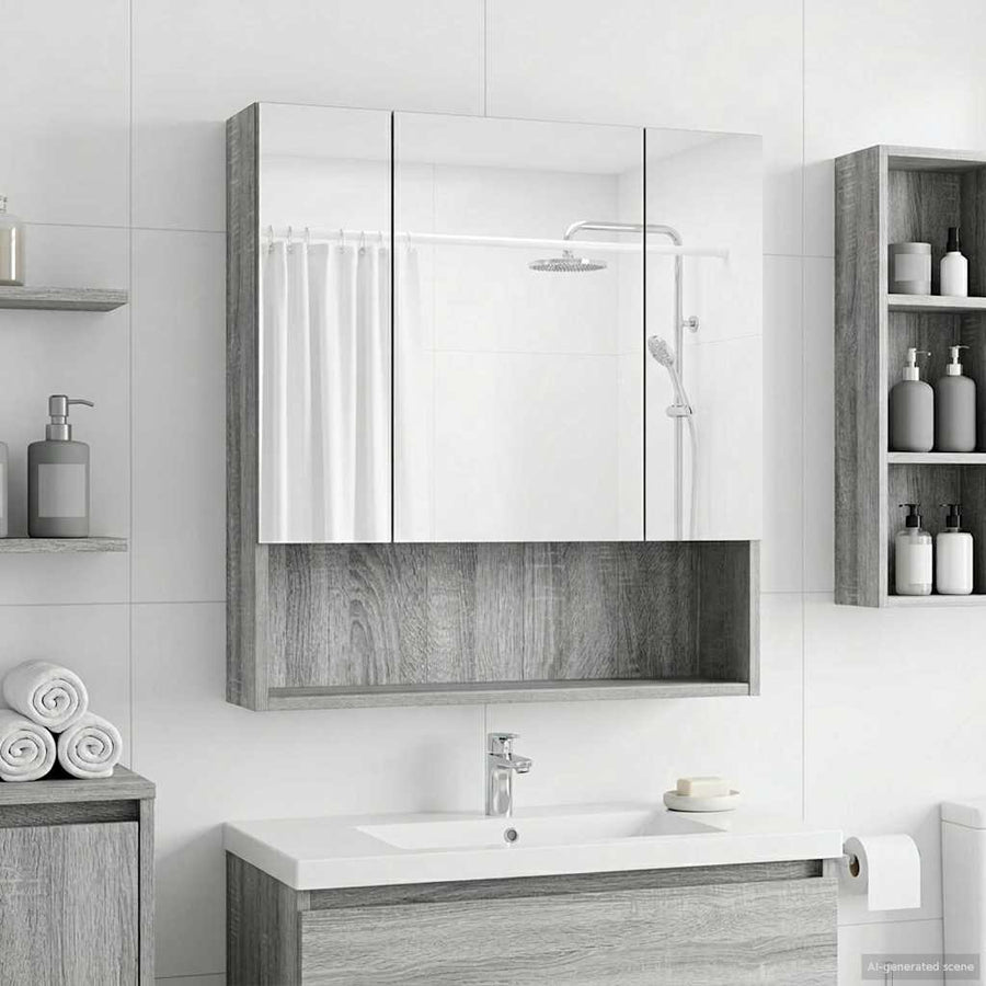 Badkamer spiegelkast met plank Grijs Sonoma 60 x 14.5 x 70 cm