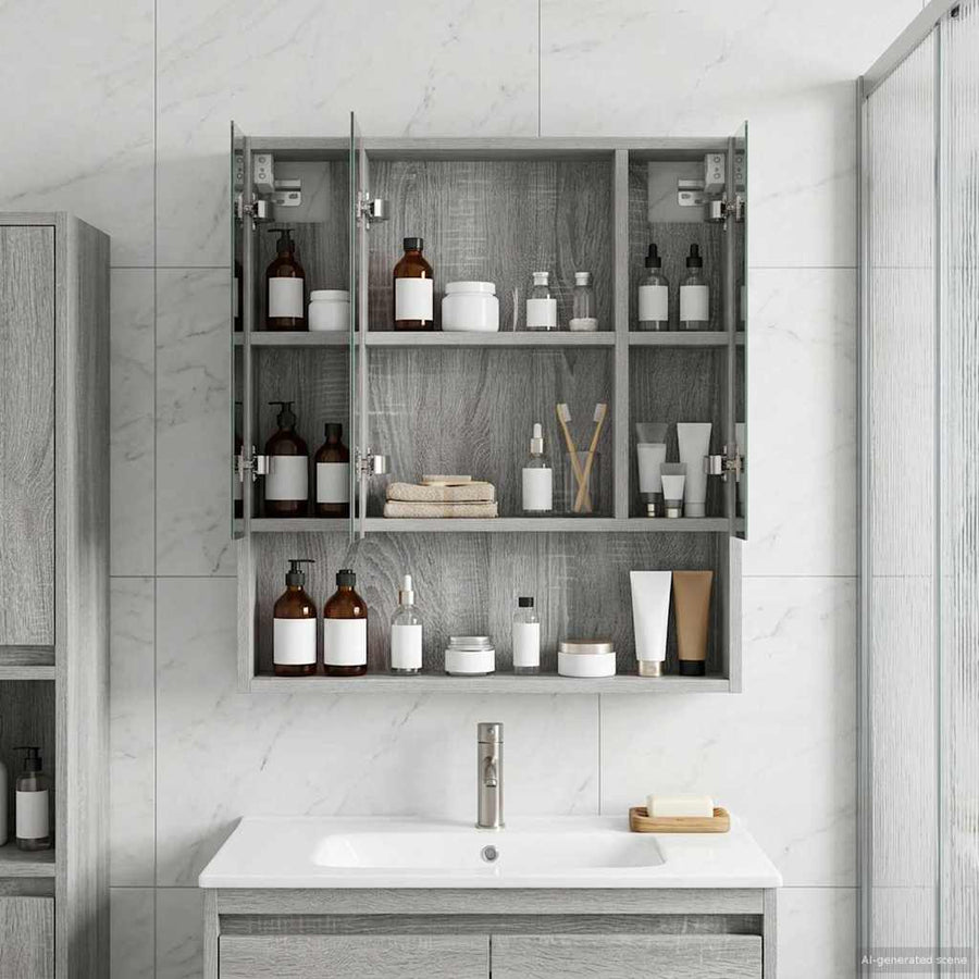 Badkamer spiegelkast met plank Grijs Sonoma 60 x 14.5 x 70 cm