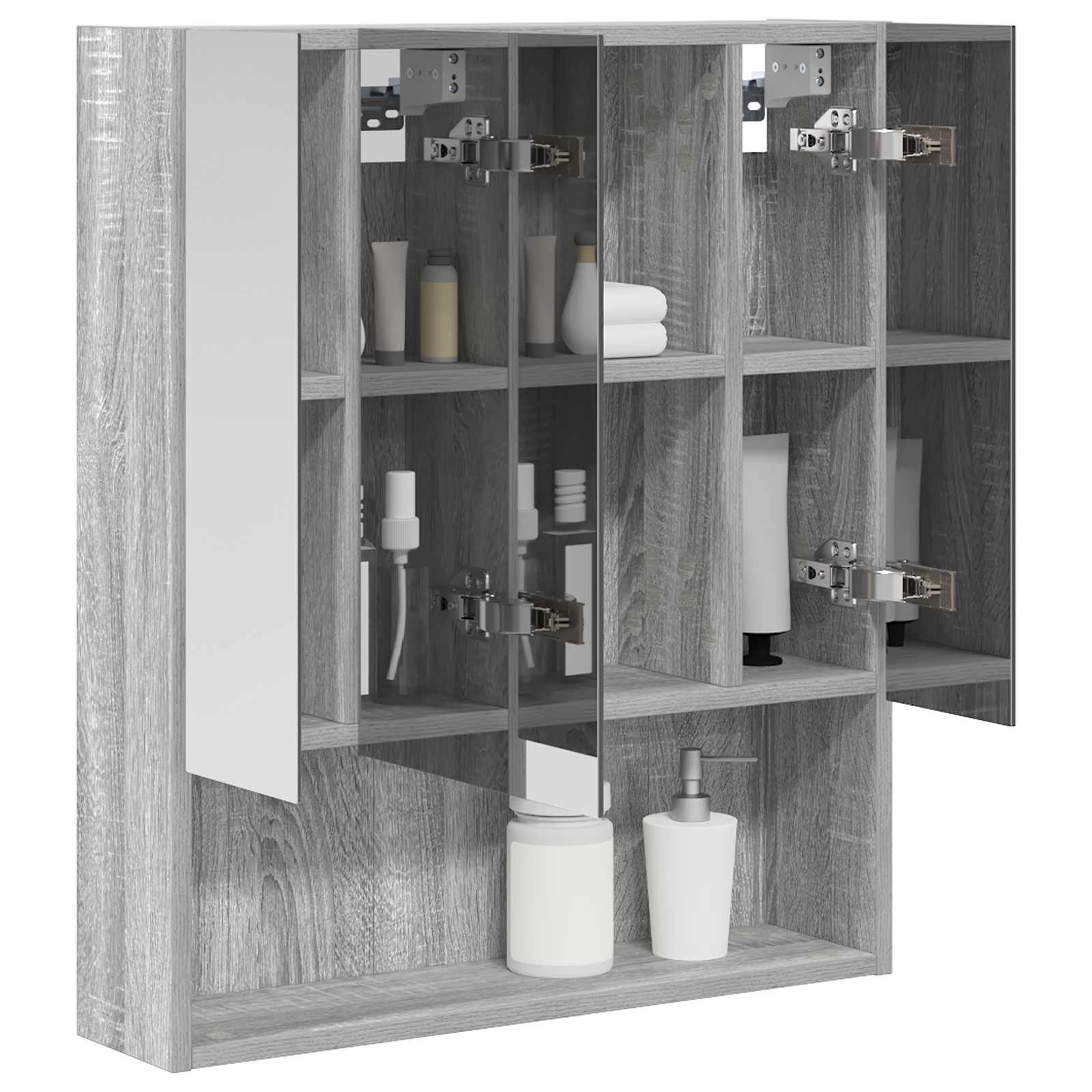 Badkamer spiegelkast met plank Grijs Sonoma 60 x 14.5 x 70 cm