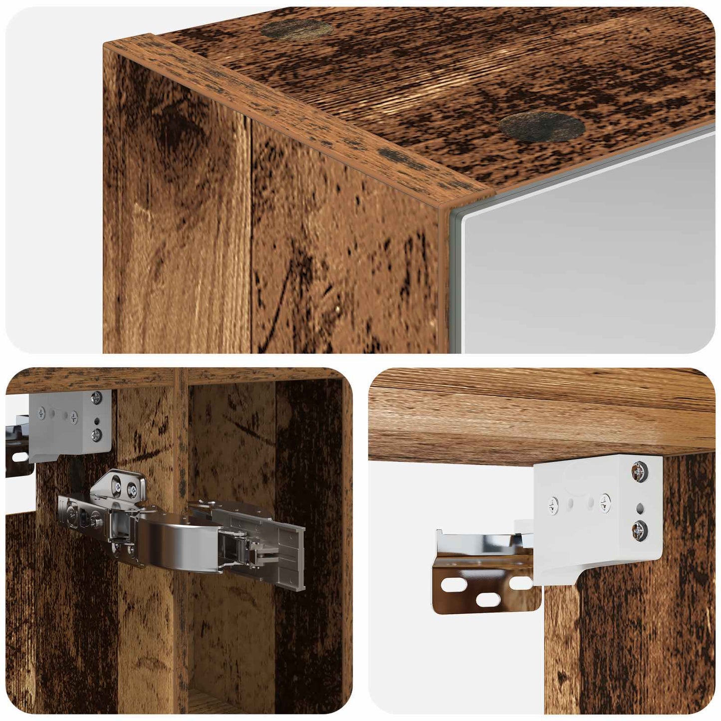 Badkamer spiegelkast Oudhout 60 x 14.5 x 70 cm Bewerkt hout