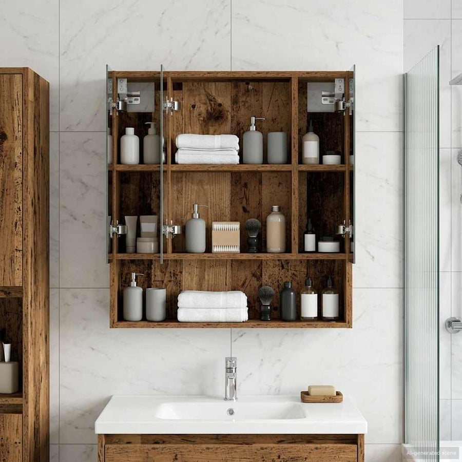 Badkamer spiegelkast Oudhout 60 x 14.5 x 70 cm Bewerkt hout