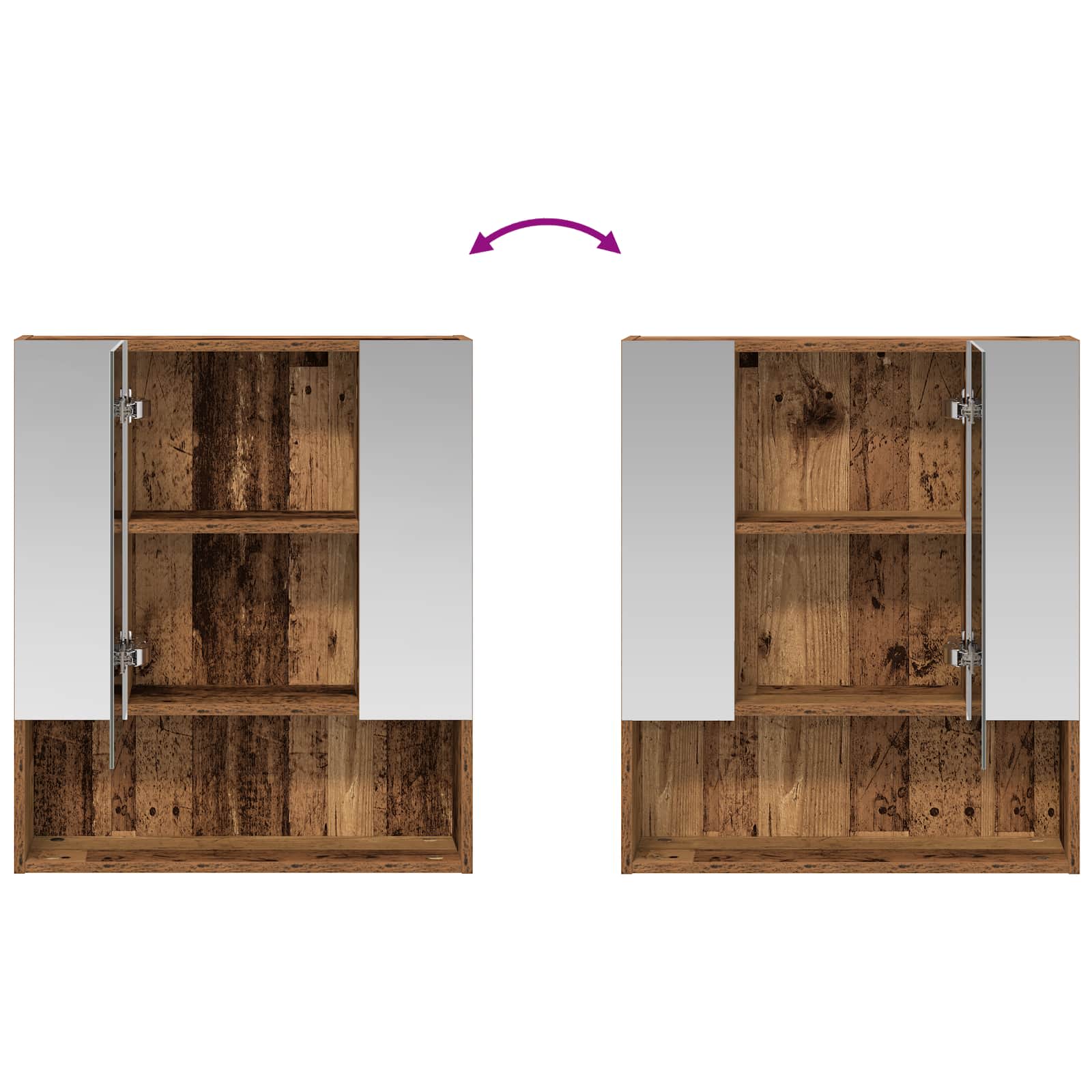 Badkamer spiegelkast Oudhout 60 x 14.5 x 70 cm Bewerkt hout
