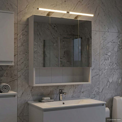 Badkamer spiegelkast Wit 60 x 14.5 x 70 cm Bewerkt hout