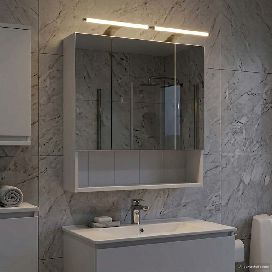 Badkamer spiegelkast Wit 60 x 14.5 x 70 cm Bewerkt hout