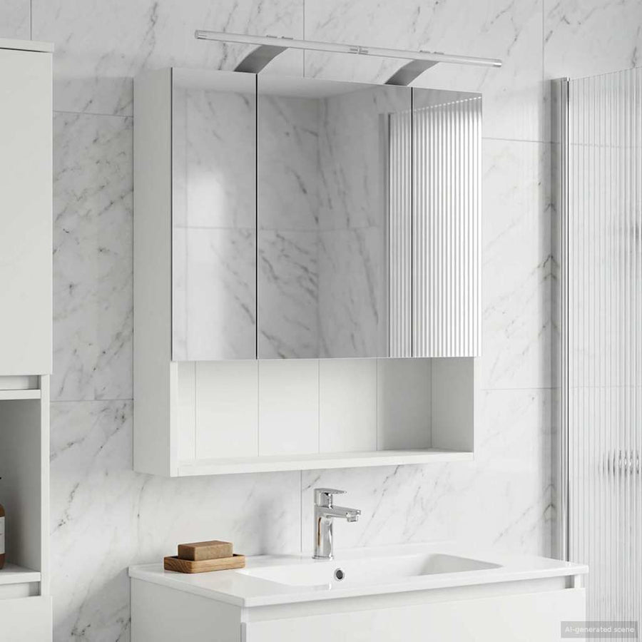 Badkamer spiegelkast Wit 60 x 14.5 x 70 cm Bewerkt hout