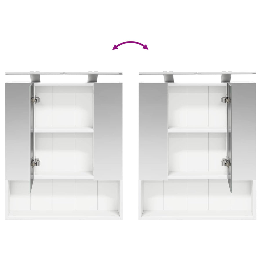 Badkamer spiegelkast Wit 60 x 14.5 x 70 cm Bewerkt hout