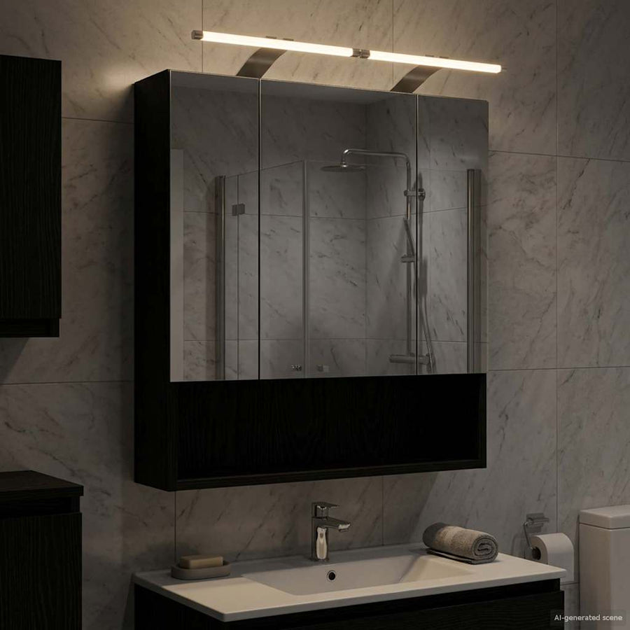 Badkamer spiegelkast Zwart Eiken 60 x 14.5 x 70 cm Bewerkt hout