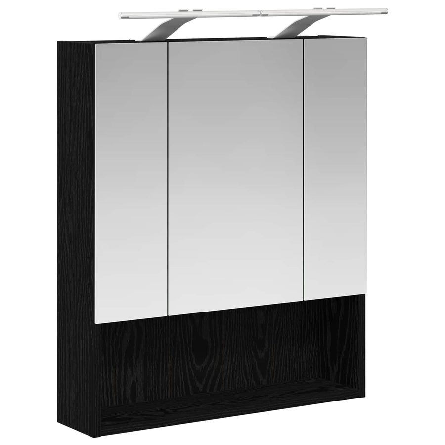 Badkamer spiegelkast Zwart Eiken 60 x 14.5 x 70 cm Bewerkt hout