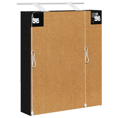 Badkamer spiegelkast Zwart Eiken 60 x 14.5 x 70 cm Bewerkt hout