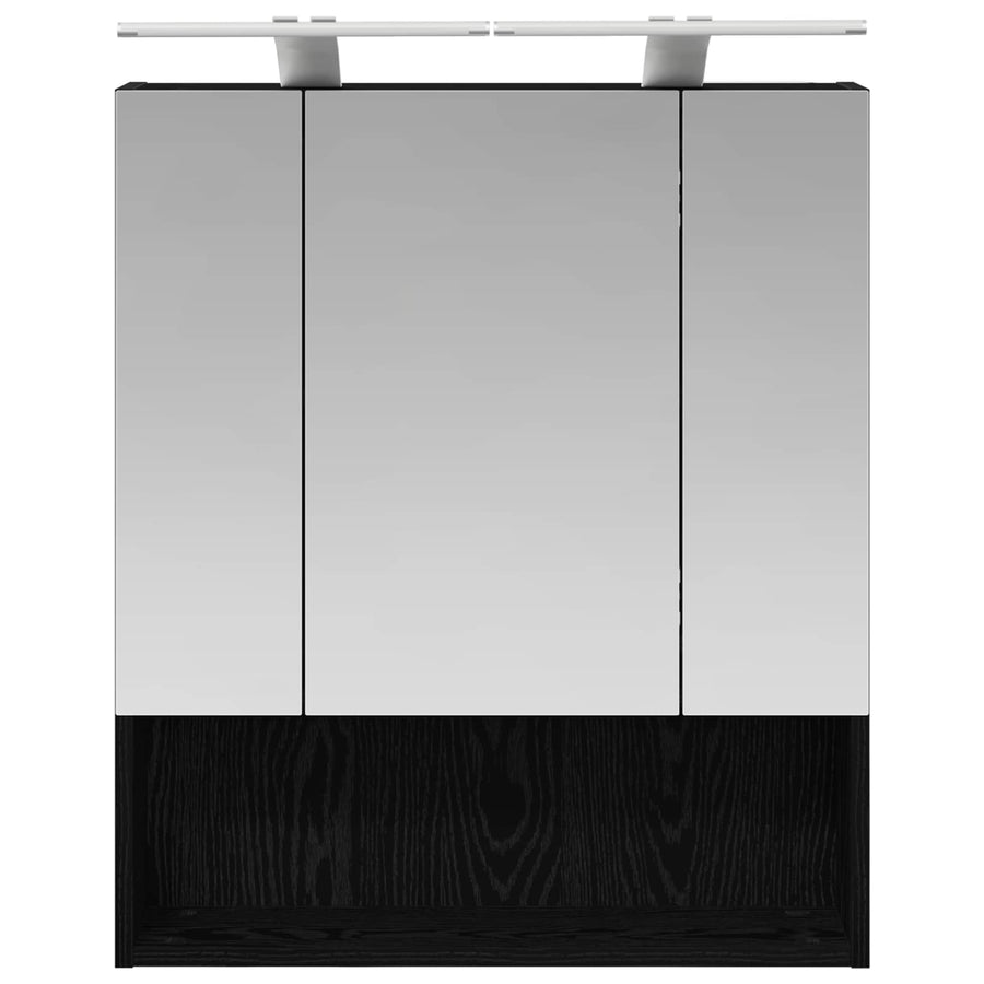 Badkamer spiegelkast Zwart Eiken 60 x 14.5 x 70 cm Bewerkt hout