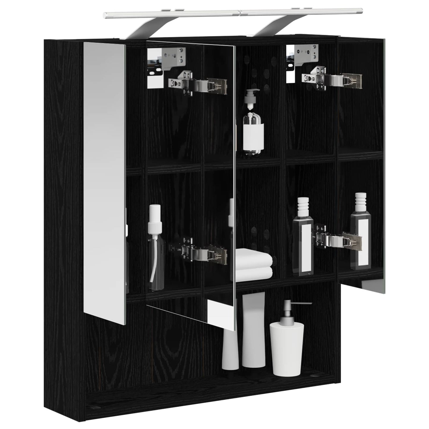 Badkamer spiegelkast Zwart Eiken 60 x 14.5 x 70 cm Bewerkt hout