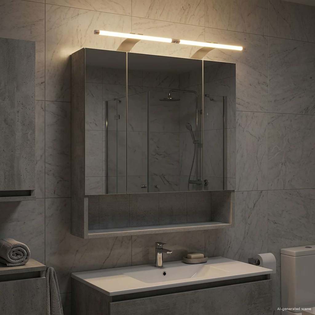 Badkamer spiegelkast Beton Grijs 60 x 14.5 x 70 cm Bewerkt hout