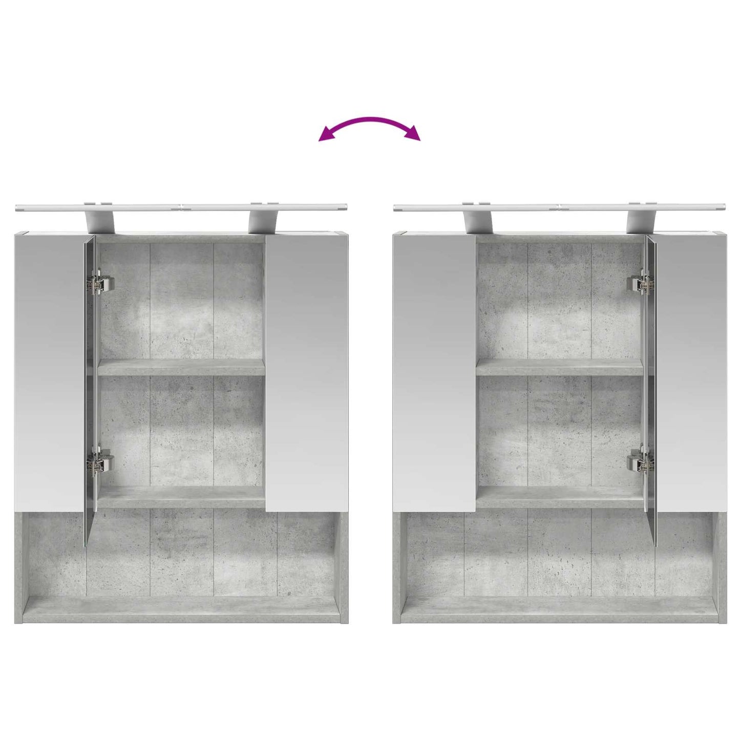 Badkamer spiegelkast Beton Grijs 60 x 14.5 x 70 cm Bewerkt hout