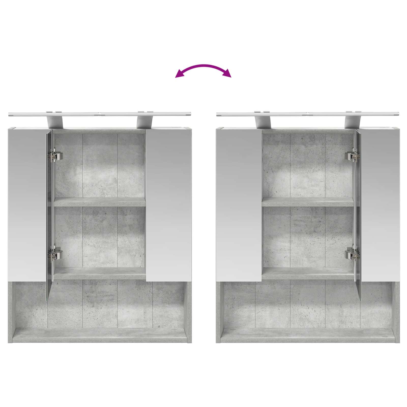 Badkamer spiegelkast Beton Grijs 60 x 14.5 x 70 cm Bewerkt hout