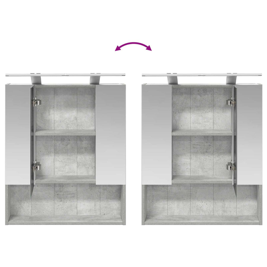 Badkamer spiegelkast Beton Grijs 60 x 14.5 x 70 cm Bewerkt hout