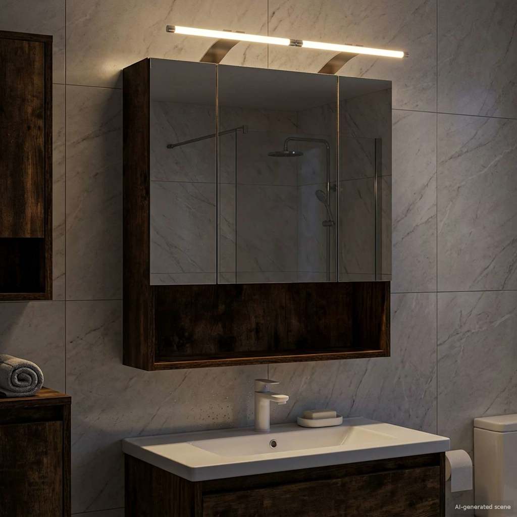 Badkamer spiegelkast met plank Gerookt eiken 60 x 14.5 x 70 cm