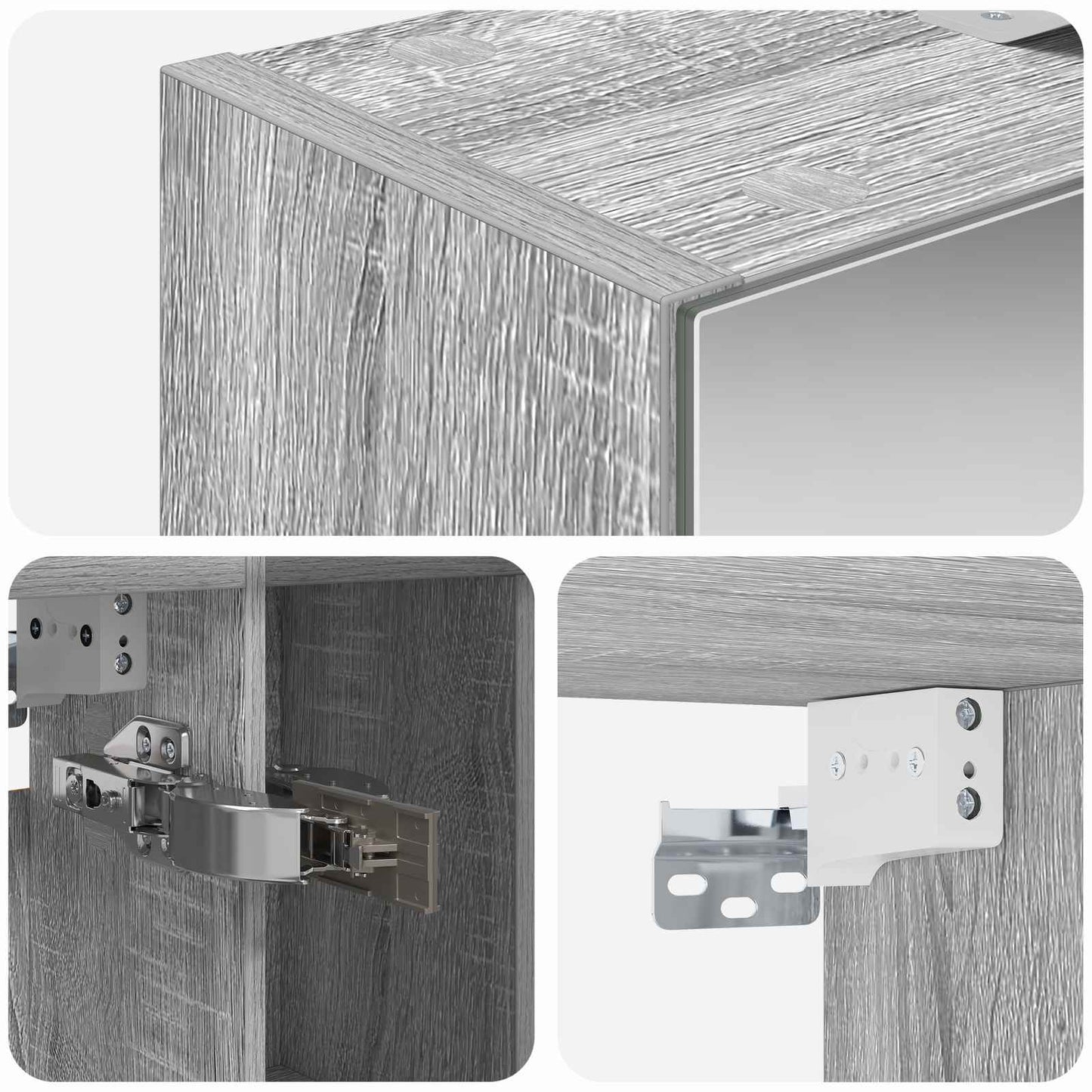 Badkamer spiegelkast met plank Grijs Sonoma 60 x 14.5 x 70 cm