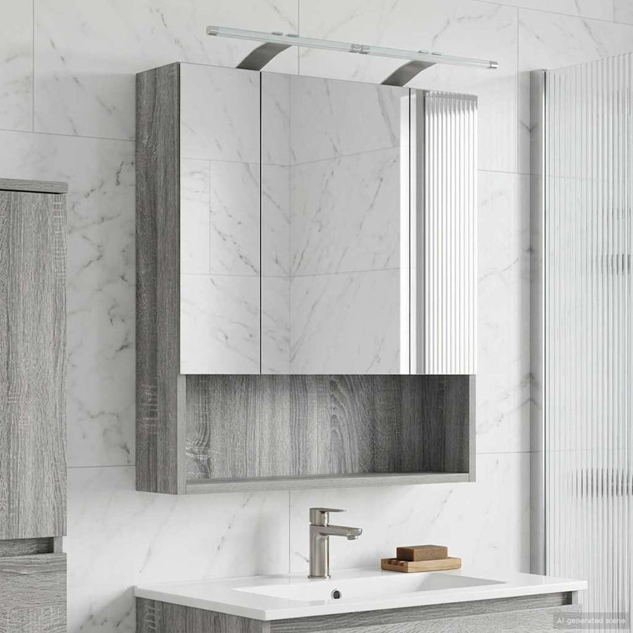 Badkamer spiegelkast met plank Grijs Sonoma 60 x 14.5 x 70 cm
