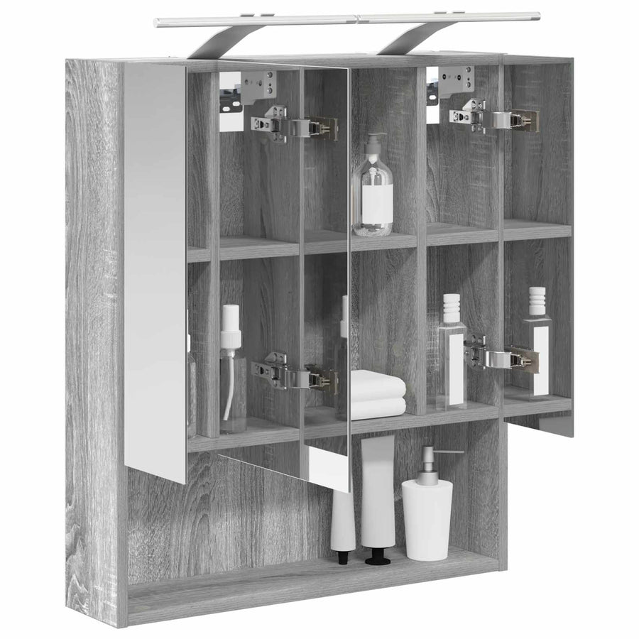 Badkamer spiegelkast met plank Grijs Sonoma 60 x 14.5 x 70 cm
