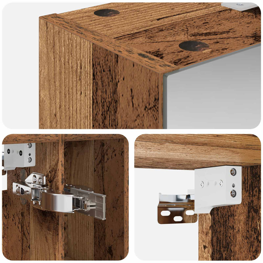 Badkamer spiegelkast Oudhout 60 x 14.5 x 70 cm Bewerkt hout