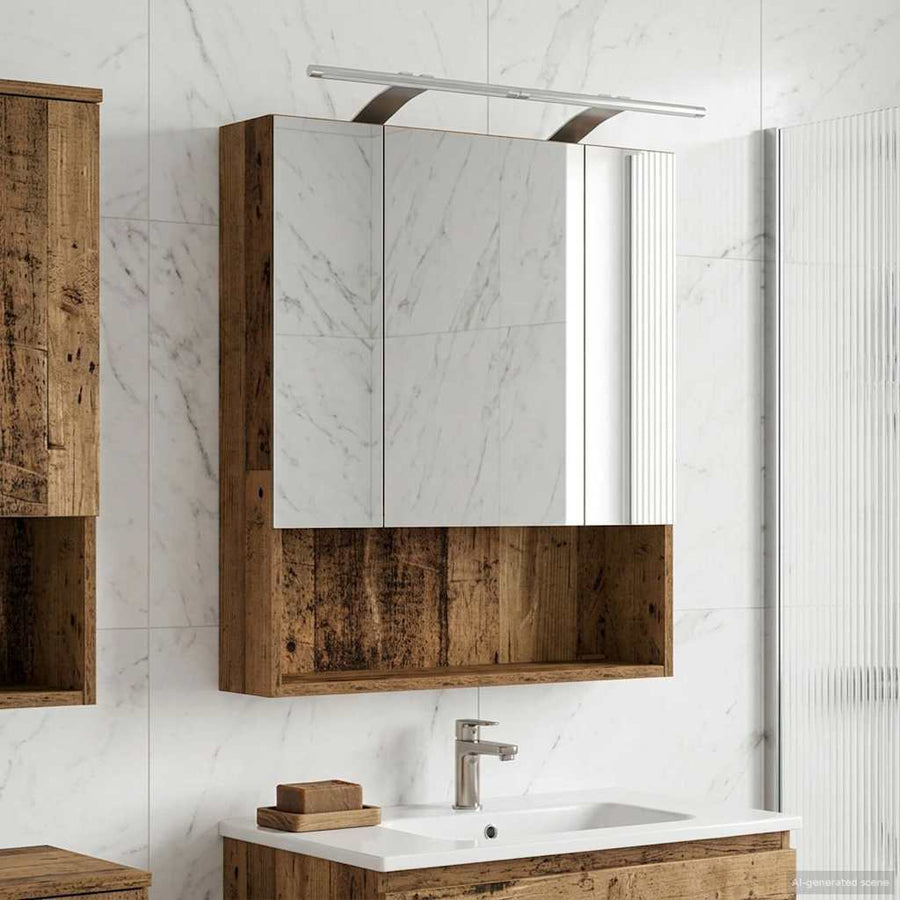 Badkamer spiegelkast Oudhout 60 x 14.5 x 70 cm Bewerkt hout