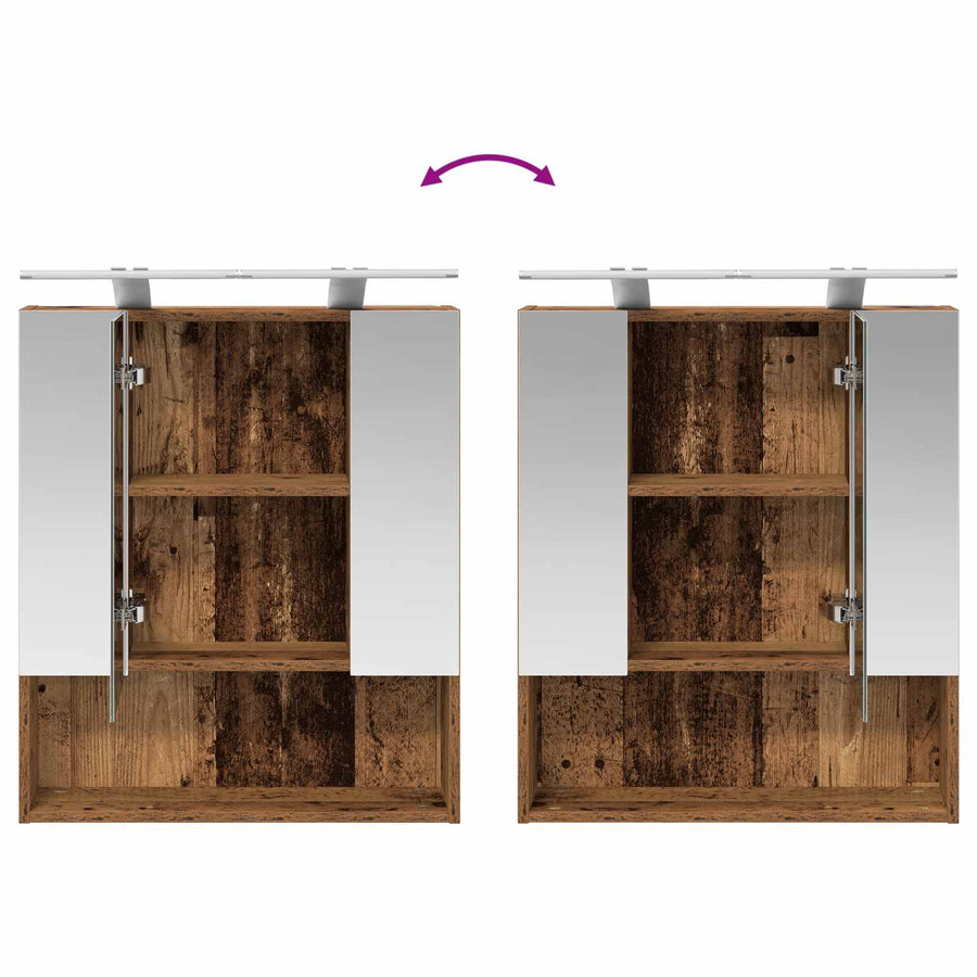 Badkamer spiegelkast Oudhout 60 x 14.5 x 70 cm Bewerkt hout
