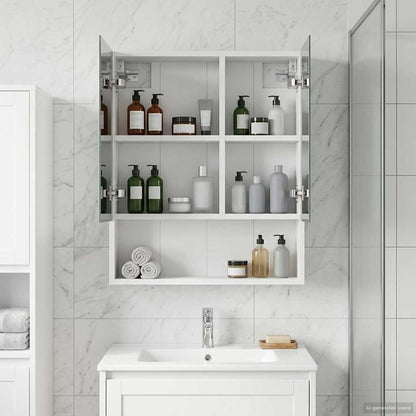 Badkamer spiegelkast Wit 50 x 14,5 x 70 cm Bewerkt hout