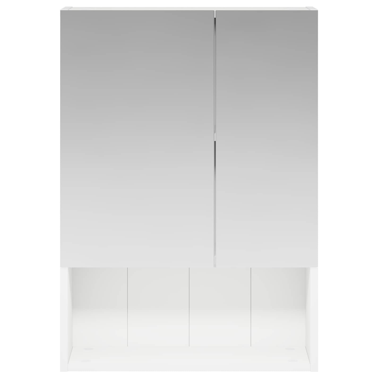 Badkamer spiegelkast Wit 50 x 14,5 x 70 cm Bewerkt hout