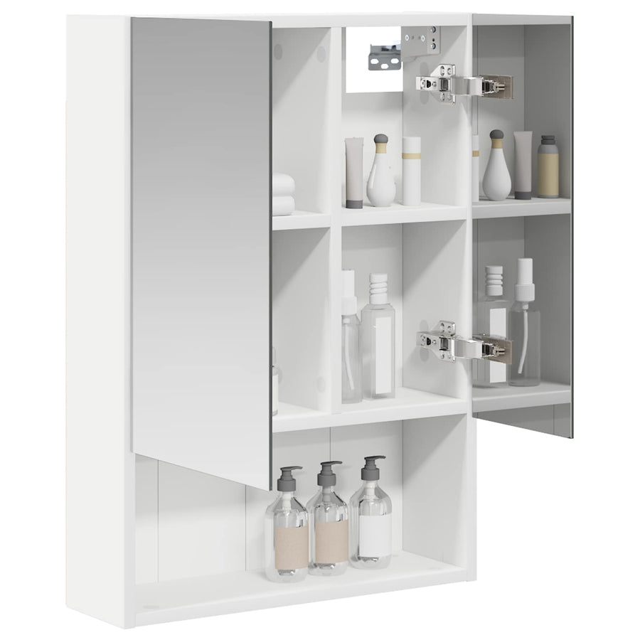 Badkamer spiegelkast Wit 50 x 14,5 x 70 cm Bewerkt hout