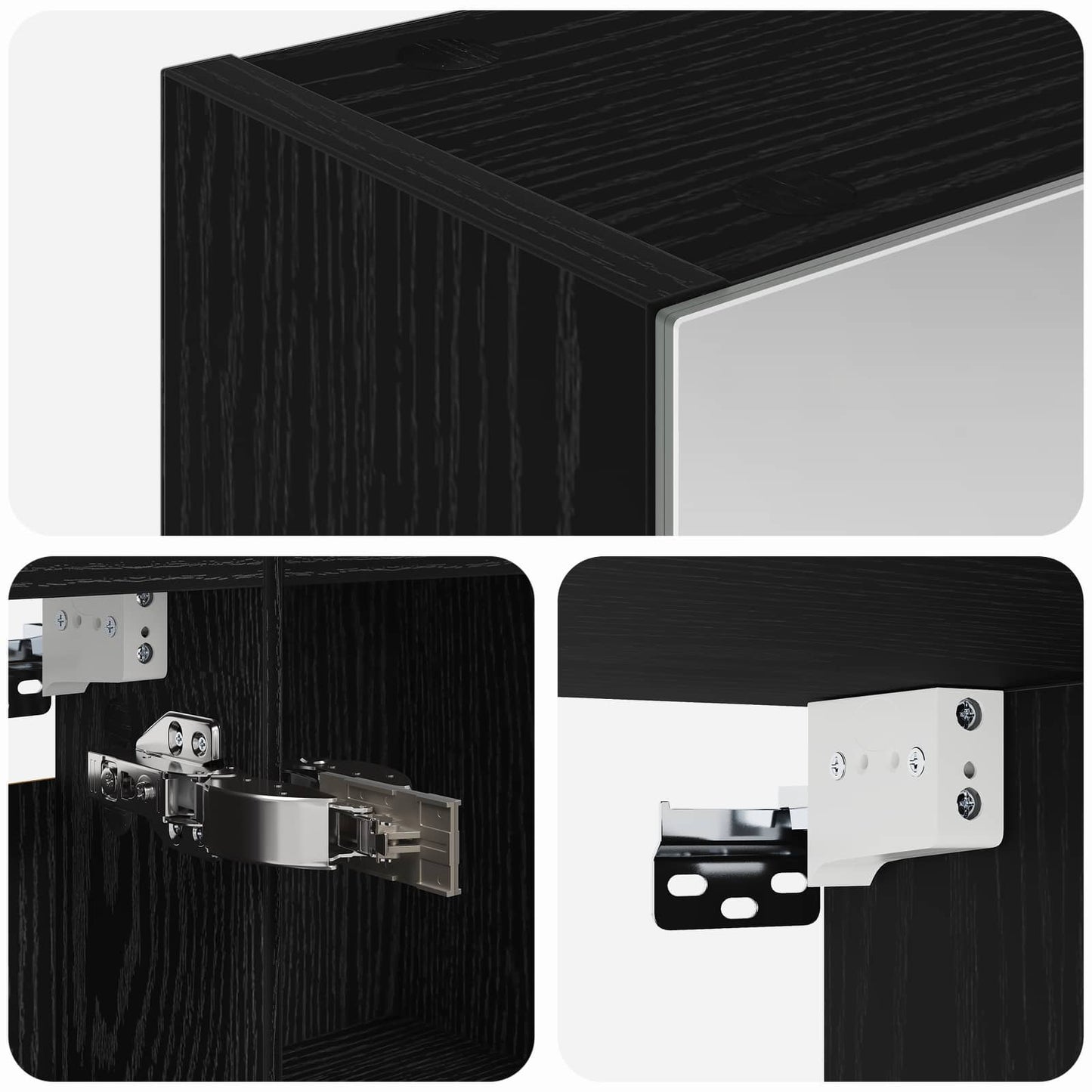 Badkamer spiegelkast Zwart Eiken 50 x 14,5 x 70 cm Bewerkt hout