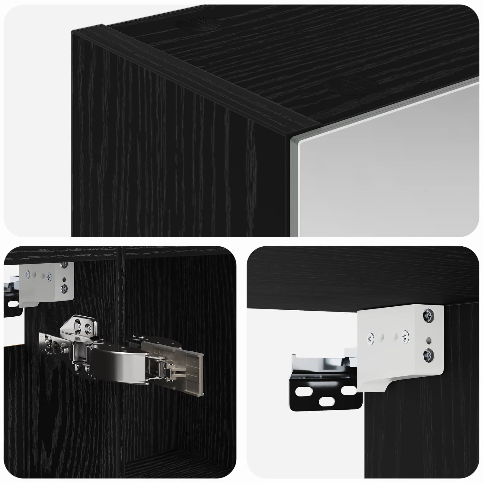 Badkamer spiegelkast Zwart Eiken 50 x 14,5 x 70 cm Bewerkt hout