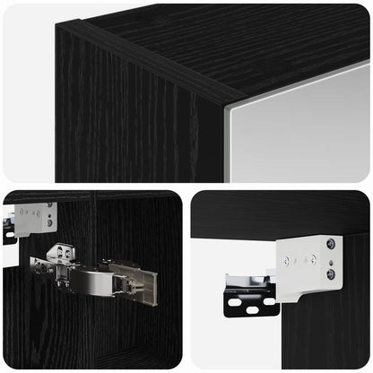 Badkamer spiegelkast Zwart Eiken 50 x 14,5 x 70 cm Bewerkt hout
